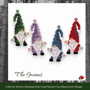 THE GNOMES:  Brick Stitch Beaded Earrings Pattern by Bead with Bugs