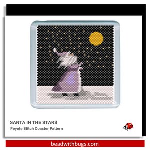 SANTA in the STARS: Peyote Stitch Beaded Coaster Pattern by Bead with Bugs