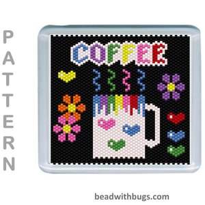 THE BEVERAGES SET: Peyote Stitch Beaded Coaster Pattern by Bead with Bugs
