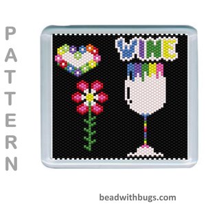 THE BEVERAGES SET: Peyote Stitch Beaded Coaster Pattern by Bead with Bugs