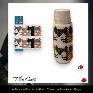 Beaded Lip Balm Cover Pattern: Cats Design (PDF Pattern