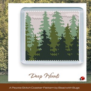 DEEP WOODS: Peyote Stitch Beaded Coaster Pattern by Bead with Bugs