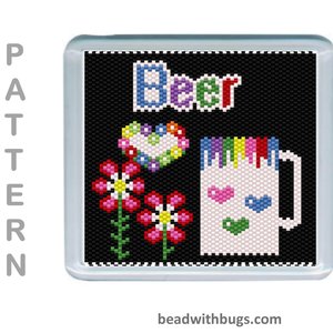 THE BEVERAGES SET: Peyote Stitch Beaded Coaster Pattern by Bead with Bugs