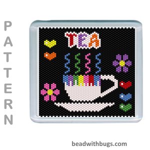 THE BEVERAGES SET: Peyote Stitch Beaded Coaster Pattern by Bead with Bugs