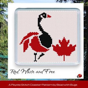 CANADA GOOSE : Peyote Stitch Beaded Coaster Pattern by Bead with Bugs