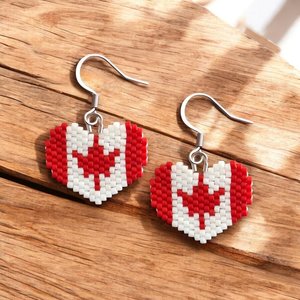 OH CANADA:  Brick Stitch Beaded Earrings Pattern by Bead with Bugs