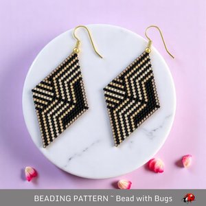 Brick Stitch Beaded Earrings Pattern: Crossbow Geometric Design (PDF)