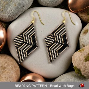 Brick Stitch Beaded Earrings Pattern: Crossbow Geometric Design (PDF)