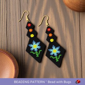 Brick Stitch Beaded Earrings Pattern: My Garden Flowers (PDF)