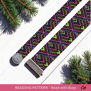 Peyote Stitch Beaded Bracelet Pattern, Bandana Design (PDF)