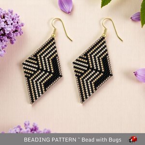 Brick Stitch Beaded Earrings Pattern: Crossbow Geometric Design (PDF)