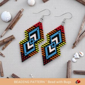 Brick Stitch Beaded Earrings Pattern: Grasslands Style (PDF)