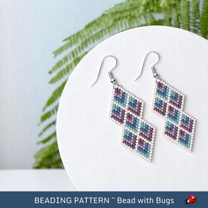Brick Stitch Beaded Earrings Pattern: Purple & Blue Diamond (PDF)