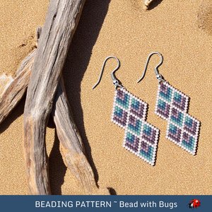 Brick Stitch Beaded Earrings Pattern: Purple & Blue Diamond (PDF)