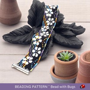 Peyote Stitch Beaded Bracelet and Earrings Pattern Set, GOOD TO GROW, a moody garden styled set, pdf