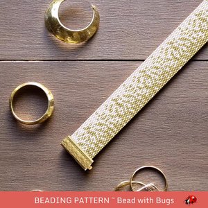 Peyote Stitch Beaded Bracelet Pattern by Bead with Bugs, SCATTERED GOLD, PDF