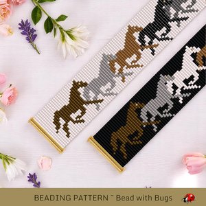 Loom Beaded Bracelet Pattern by Bead with Bugs, HORSES, PDF