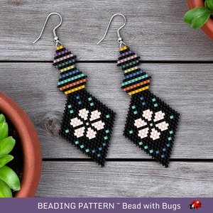 Peyote Stitch Beaded Bracelet and Earrings Pattern Set, GOOD TO GROW, a moody garden styled set, pdf