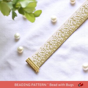 Peyote Stitch Beaded Bracelet Pattern by Bead with Bugs, SCATTERED GOLD, PDF