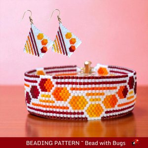 Peyote Stitch Beaded Bracelet and Earrings Pattern Set, Through the Fire, PDF