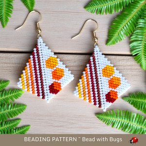 Peyote Stitch Beaded Bracelet and Earrings Pattern Set, Through the Fire, PDF