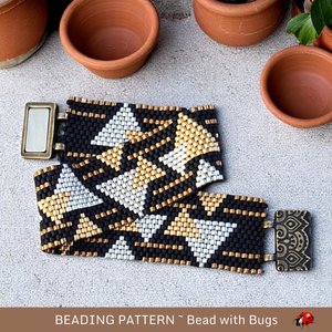 Peyote Stitch Beaded Bracelet and Earrings Pattern Set, Mixed Metals, PDF