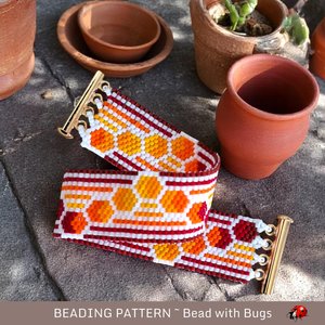 Peyote Stitch Beaded Bracelet and Earrings Pattern Set, Through the Fire, PDF