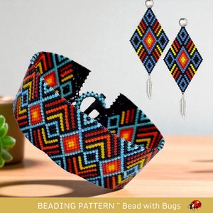 Peyote Stitch Beaded Bracelet and Earrings Pattern Set, The Plains, PDF