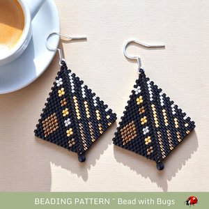 Peyote Stitch Beaded Bracelet and Earrings Pattern Set, Mixed Metals, PDF