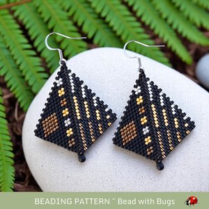 Peyote Stitch Beaded Bracelet and Earrings Pattern Set, Mixed Metals, PDF