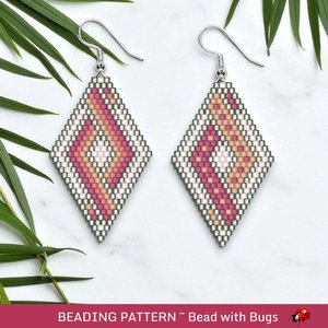 Brick Stitch Beaded Earrings Pattern by Bead with Bugs, Blush Woven, geometric earrings, PDF