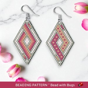 Brick Stitch Beaded Earrings Pattern by Bead with Bugs, Blush Woven, geometric earrings, PDF