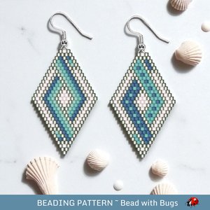 Brick Stitch Beaded Earrings Pattern by Bead with Bugs, Pacific Woven, geometric earrings, PDF