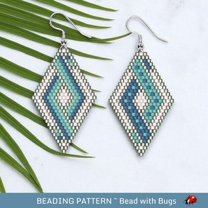 Brick Stitch Beaded Earrings Pattern by Bead with Bugs, Pacific Woven, geometric earrings, PDF