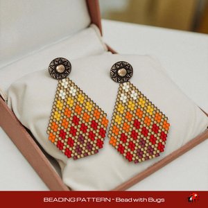 Brick Stitch Beaded Earrings Pattern by Bead with Bugs, Patio Lantern, PDF