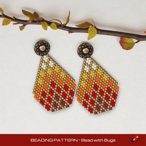 Brick Stitch Beaded Earrings Pattern by Bead with Bugs, Patio Lantern, PDF