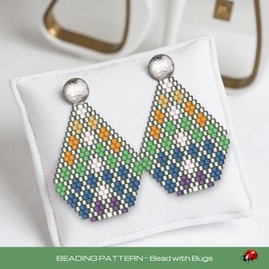 Brick Stitch Beaded Earrings Pattern by Bead with Bugs, Patricias Earrings, PDF