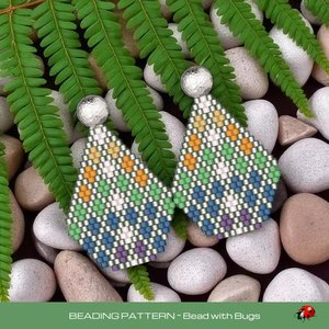 Brick Stitch Beaded Earrings Pattern by Bead with Bugs, Patricias Earrings, PDF