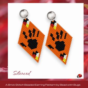 Brick Stitch Beaded Earrings Pattern Silenced , geometric design, PDF