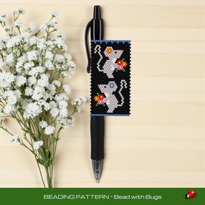 Peyote Stitch Mice Beaded Pen Wrap Pattern (Pilot G2)