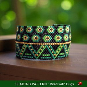 Peyote Stitch Beaded Bracelet Pattern, LILY PAD, PDF