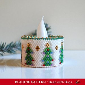 Peyote Stitch Beaded Tea Light Cover Pattern, CHRISTMAS TREES, PDF