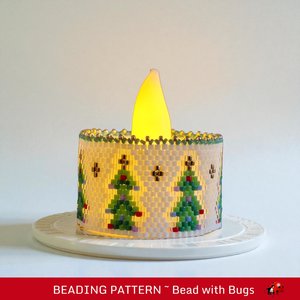 Peyote Stitch Beaded Tea Light Cover Pattern, CHRISTMAS TREES, PDF