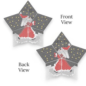 Santa in the Stars, Peyote Stitch Beaded, 3D Star Pattern in Red
