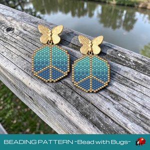 WORLD PEACE Brick Stitch Beaded Earrings Pattern , PDF