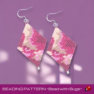 Brick Stitch Beaded Earring Pattern, Rose Garden
