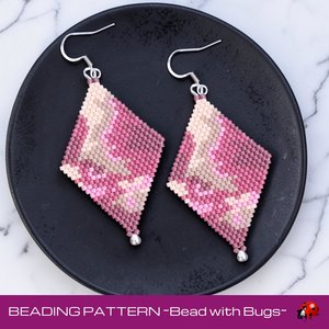 Brick Stitch Beaded Earring Pattern, Rose Garden