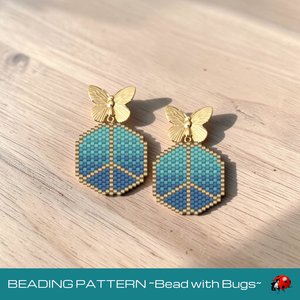 WORLD PEACE Brick Stitch Beaded Earrings Pattern , PDF