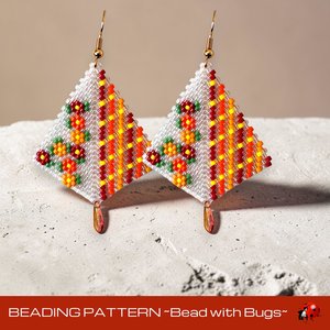 Peyote Stitch, Kite Earring Beading Pattern FLORAL FUN