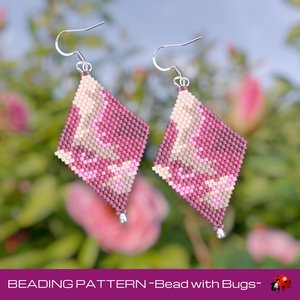 Brick Stitch Beaded Earring Pattern, Rose Garden